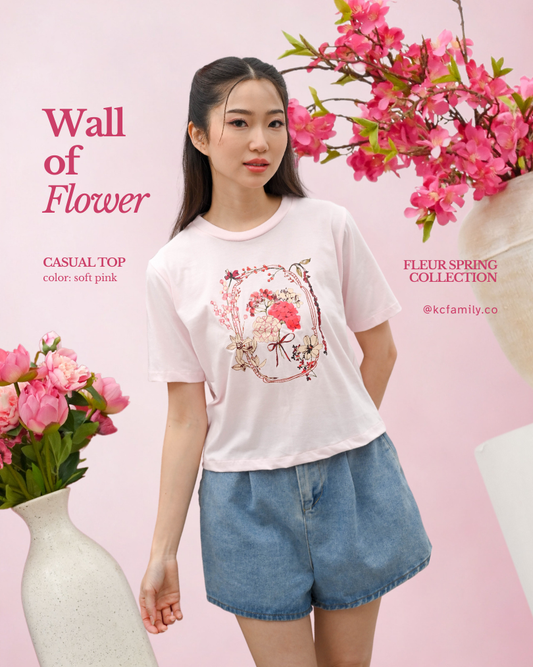 KC Casual in Wall of Flower Baju Kaos Lengan Pendek
