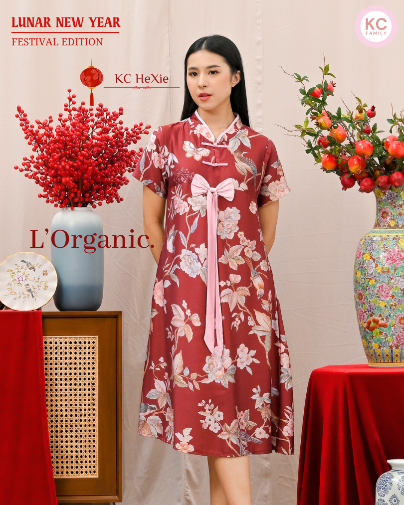 KC HeXie in Shangria Blossom Dress Imlek Ceongsam CNY Baju Shanghai