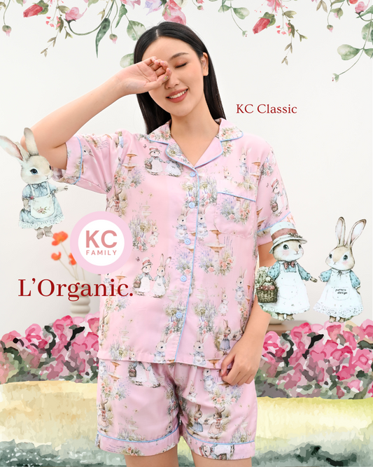 Classic pajama Sweet Bunny Bestie  Piyama Wanita Baju Tidur Lengan Pendek Celana Pendek