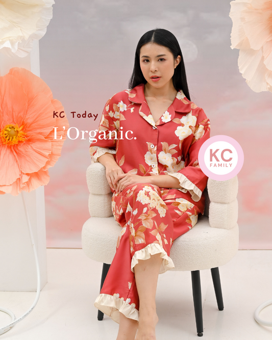 KC Today in Golden Magnolia  Piyama Wanita Baju Tidur Lengan Sesiku Celana Panjang