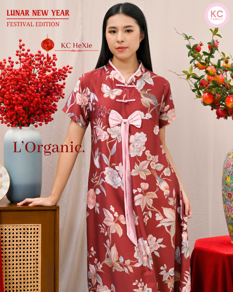 KC HeXie in Shangria Blossom Dress Imlek Ceongsam CNY Baju Shanghai