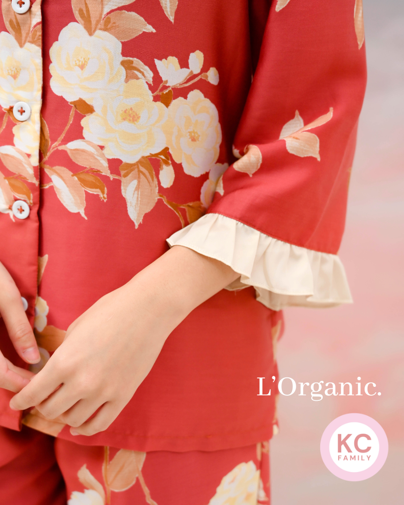 KC Today in Golden Magnolia  Piyama Wanita Baju Tidur Lengan Sesiku Celana Panjang