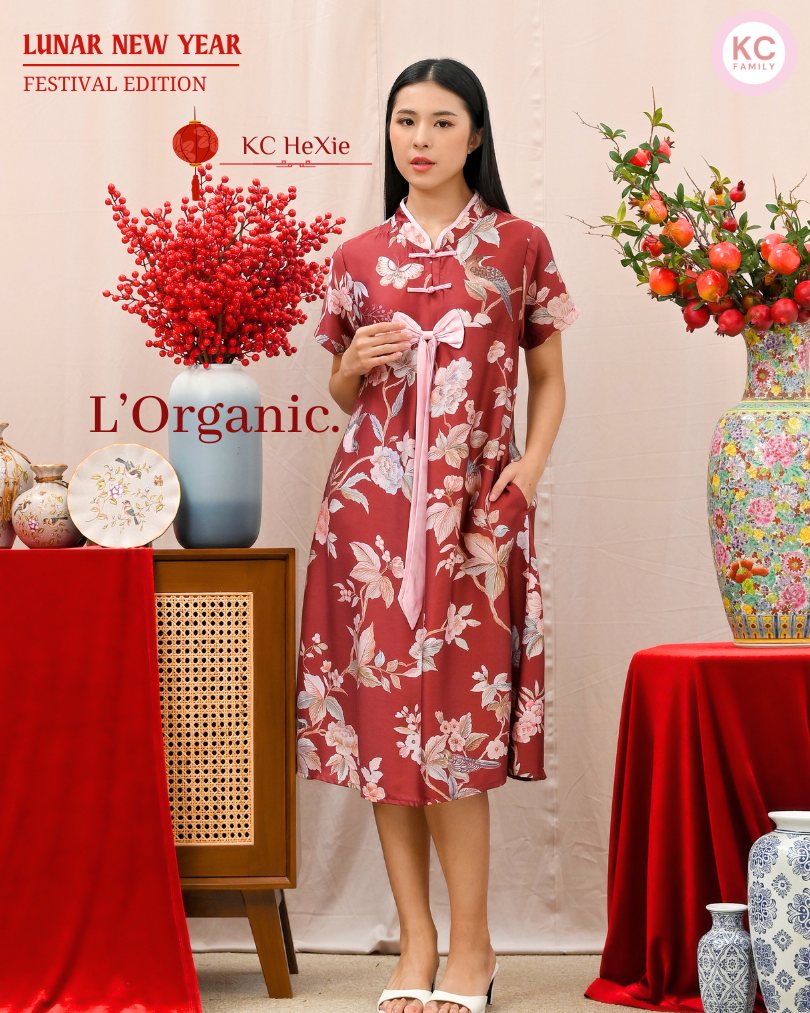 KC HeXie in Shangria Blossom Dress Imlek Ceongsam CNY Baju Shanghai