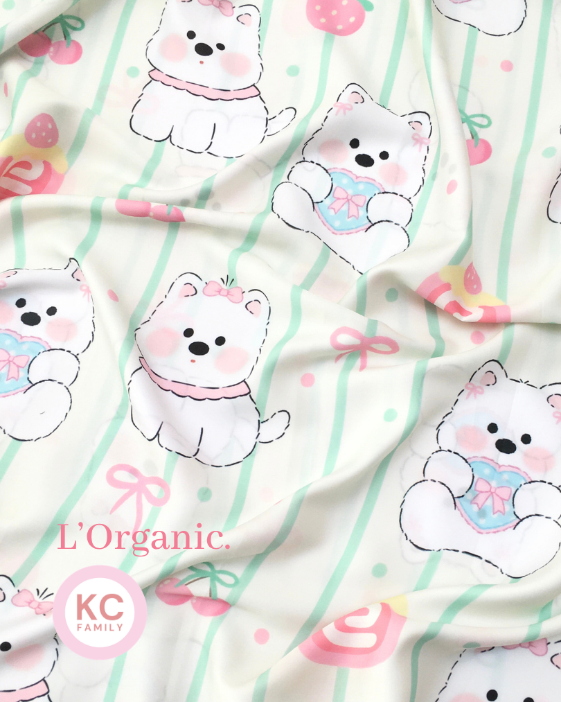 KC Glee in Strawberry Westie Piyama Wanita  Baju Tidur Lengan Pendek Celana Panjang