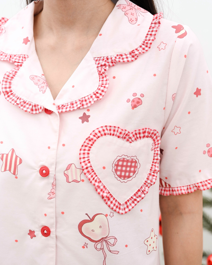 KC Amore in Candy cane Piyama Wanita Lengan Pendek Celana Pendek