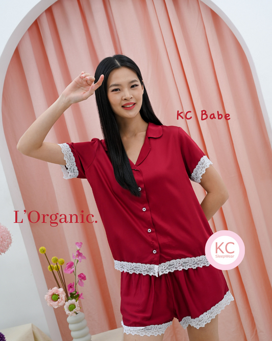 KC Babe In Maroon Babe Luxury Organic Piyama Wanita Celana Pendek