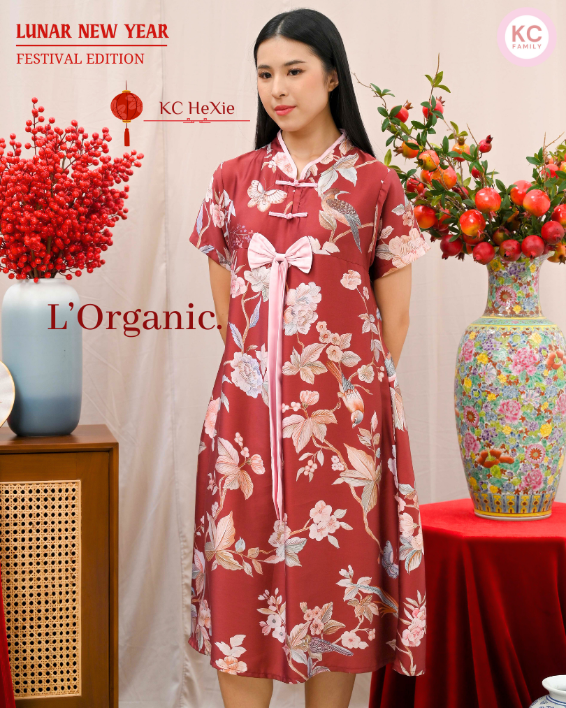 KC HeXie in Shangria Blossom Dress Imlek Ceongsam CNY Baju Shanghai