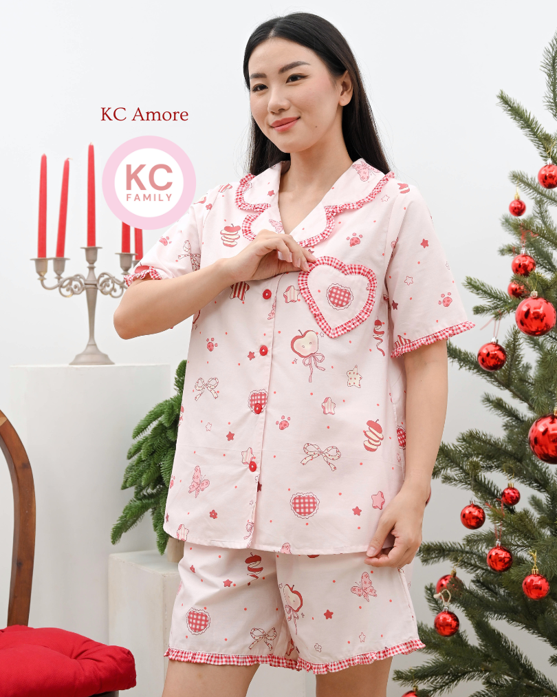 KC Amore in Candy cane Piyama Wanita Lengan Pendek Celana Pendek
