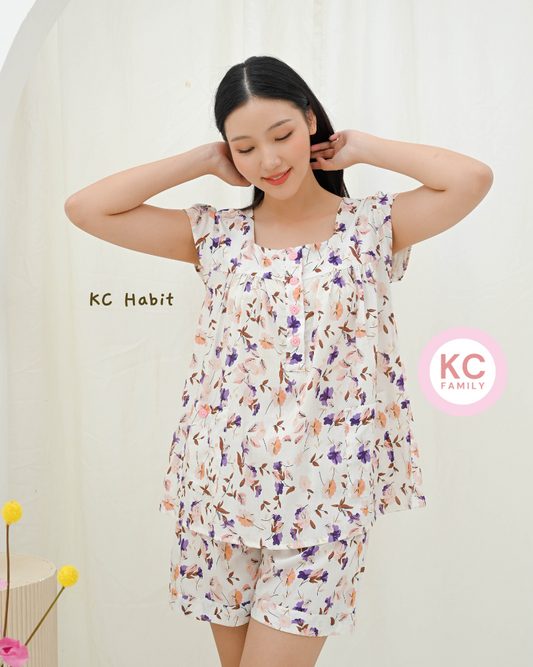 KC Habit in  Fall Petal Piyama Wanita Lengan Pendek Celana Pendek