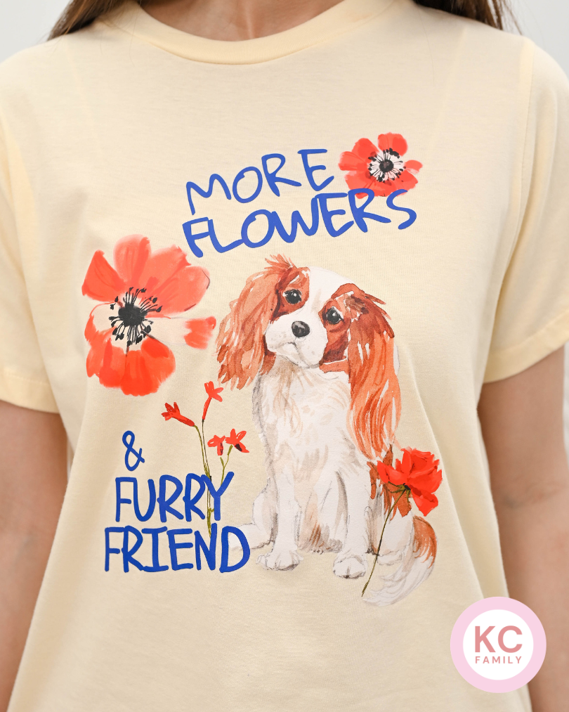 KC Miso In  Furry Friends Baju Kaos dengan Celana Pendek Piyama Kaos