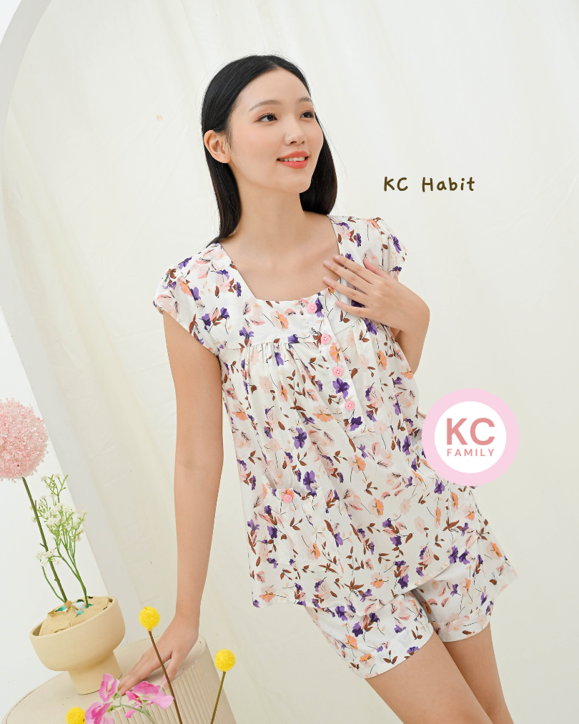 KC Habit in  Fall Petal Piyama Wanita Lengan Pendek Celana Pendek