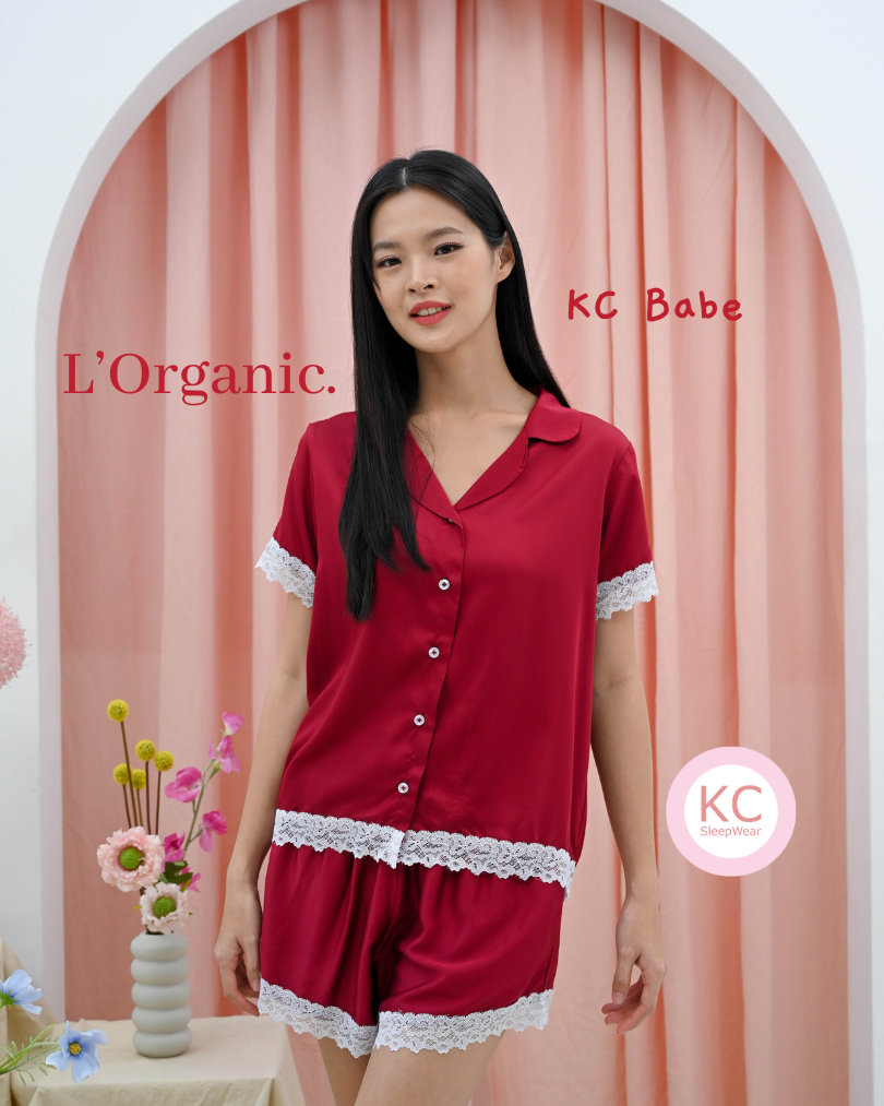 KC Babe In Maroon Babe Luxury Organic Piyama Wanita Celana Pendek