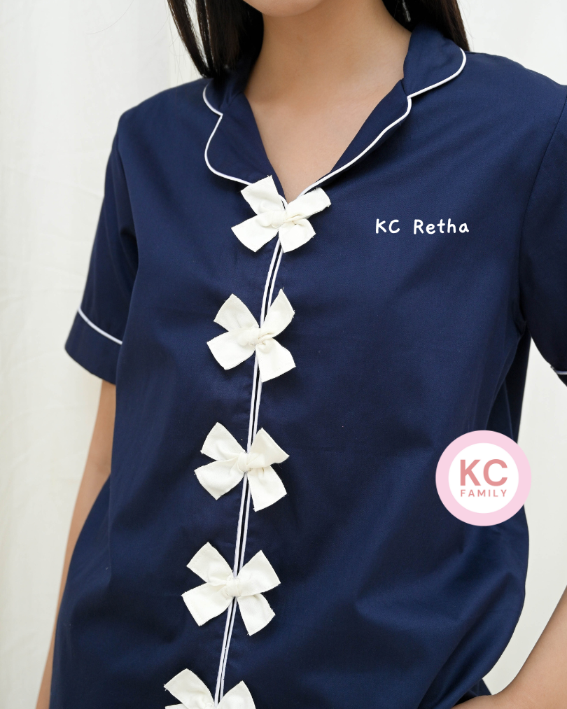 KC Retha in Navy Blue Baju Tidur Wanita Lengan Pendek Celana Pendek