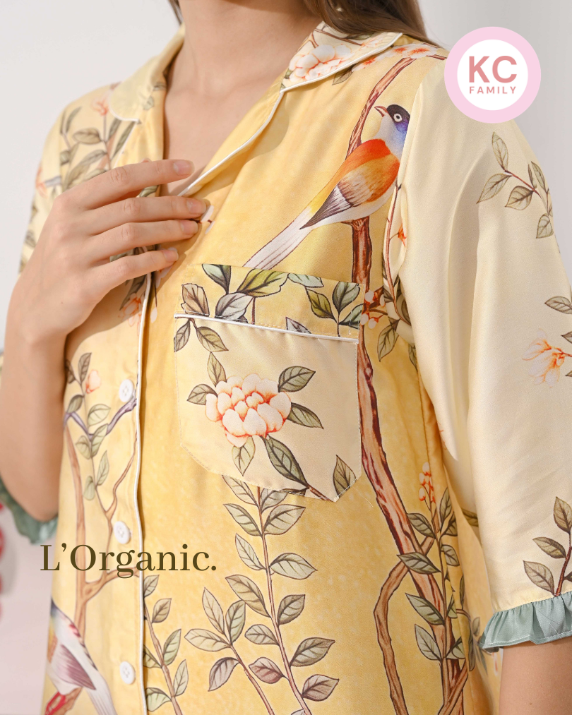 KC Tonight in Golden Finch Daster Wanita Baju Tidur Lengan 3/4