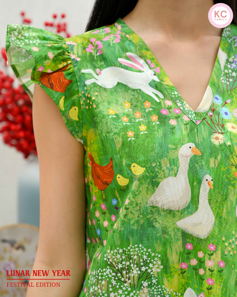 KC Hills in Garden Bunny Homedress Wanita Daster Wanita Lengan Pendek