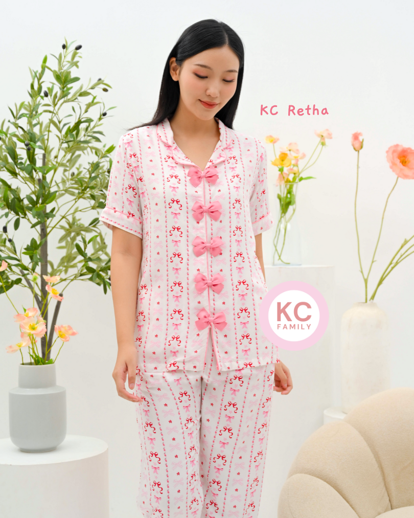 KC Retha in Blushberry Baju Tidur Wanita Lengan Pendek Celana Panjang