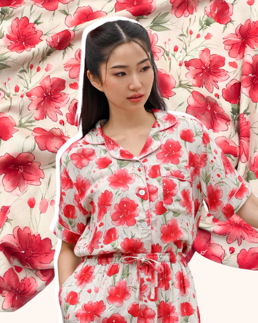 Classic Pajama in Everyday Fleur Baju Tidur Wanita Piyama Celana Panjang Lengan Pendek