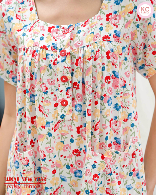KC Habit in Bright Petals Piyama Wanita Lengan Pendek Celana Pendek