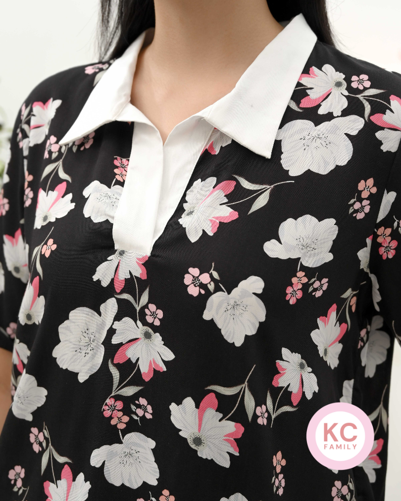 KC Amber in Moonlit Poppy Baju Tidur Wanita Piyama Celana Pendek Lengan Pendek