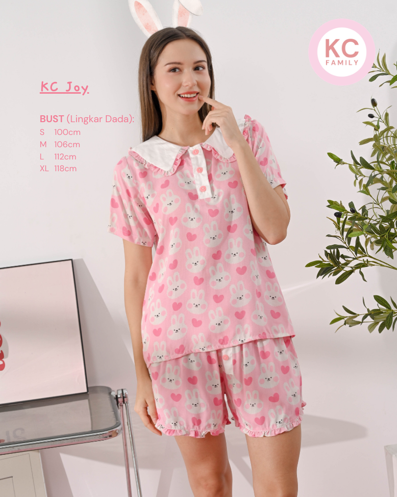 KC Joy in Happy Hoppers Baju Tidur Wanita Lengan Pendek Celana Pendek