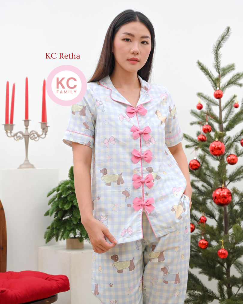 KC Retha in Sweet Picnic Baju Tidur Wanita Lengan Pendek Celana Panjang