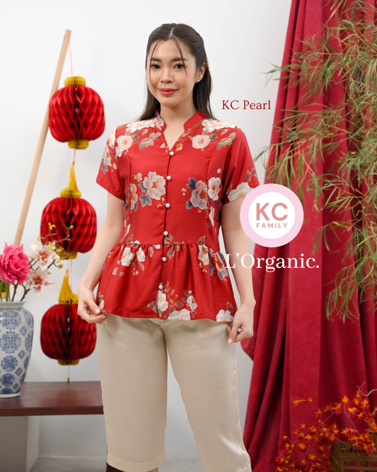 KC Pearl in Golden Red Fortune Baju Imlek Ceongsam CNY Baju Shanghai