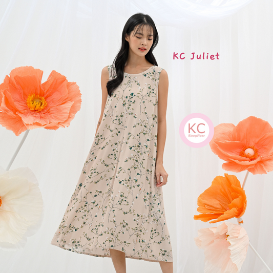 KC Juliet in Little Brown Fleur Dress Wanita Baju Tidur Wanita