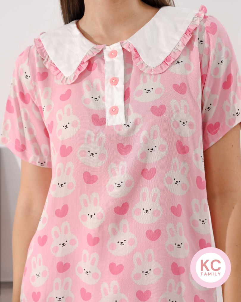KC Joy in Happy Hoppers Baju Tidur Wanita Lengan Pendek Celana Pendek
