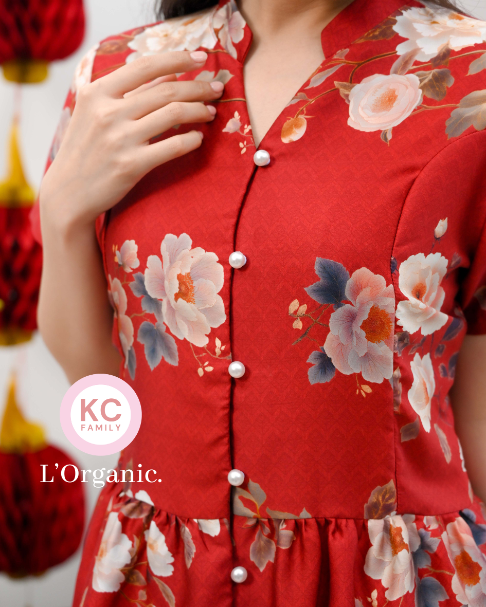 KC Pearl in Golden Red Fortune Baju Imlek Ceongsam CNY Baju Shanghai