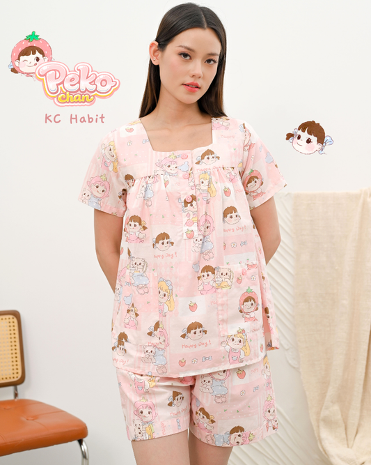 KC Habit in Peko Chan Piyama Baju Tidur Wanita Lengan Pendek Celana Pendek