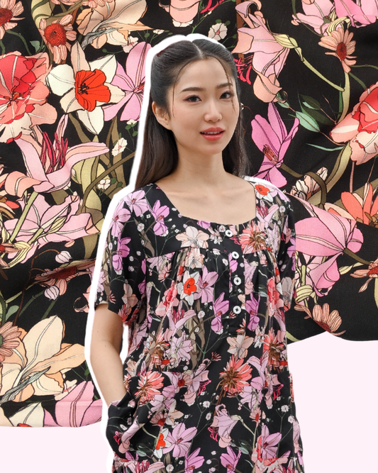KC Habit in Floral Whisper Piyama Wanita Lengan Pendek Celana Pendek