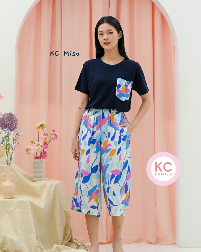 KC Miso in Bubble Blooms Piyama Wanita / Baju Tidur Celana Selutut Lengan Pendek