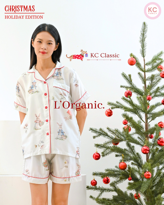 KC Classic in Bunny & Mushroom  Family Piyama Wanita Baju Tidur Lengan Pendek Celana Pendek