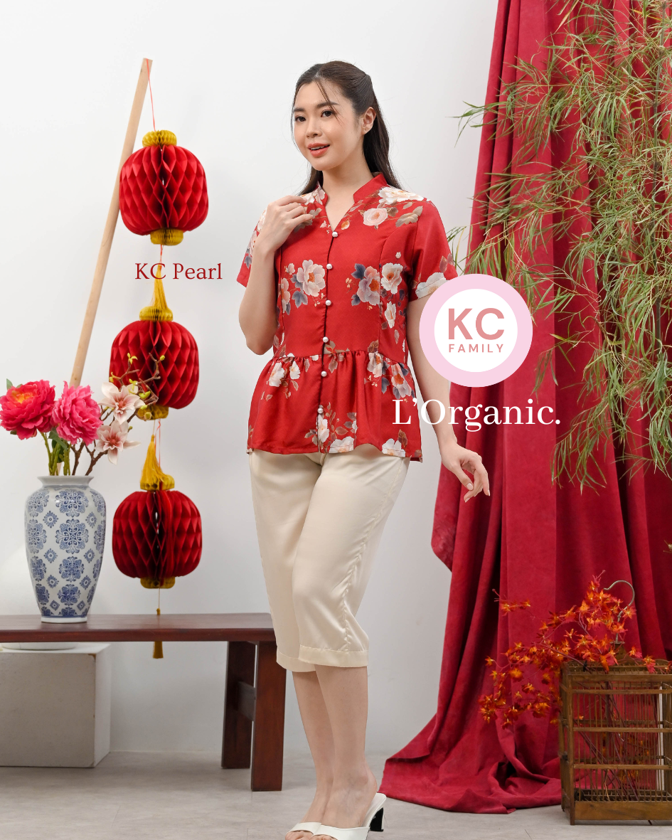 KC Pearl in Golden Red Fortune Baju Imlek Ceongsam CNY Baju Shanghai