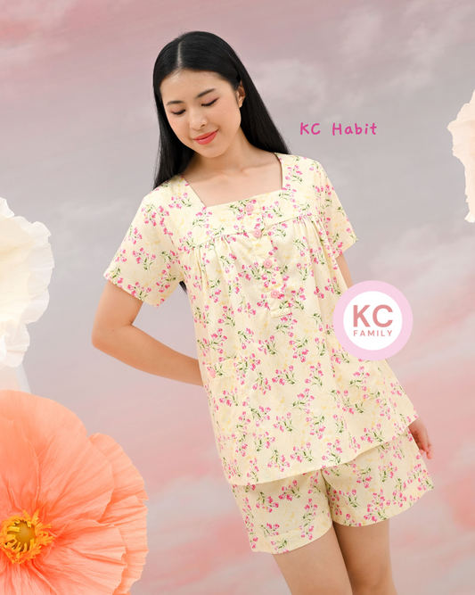 KC Habit in Summer Picnic Piyama Baju Tidur Wanita Lengan Pendek Celana Pendek