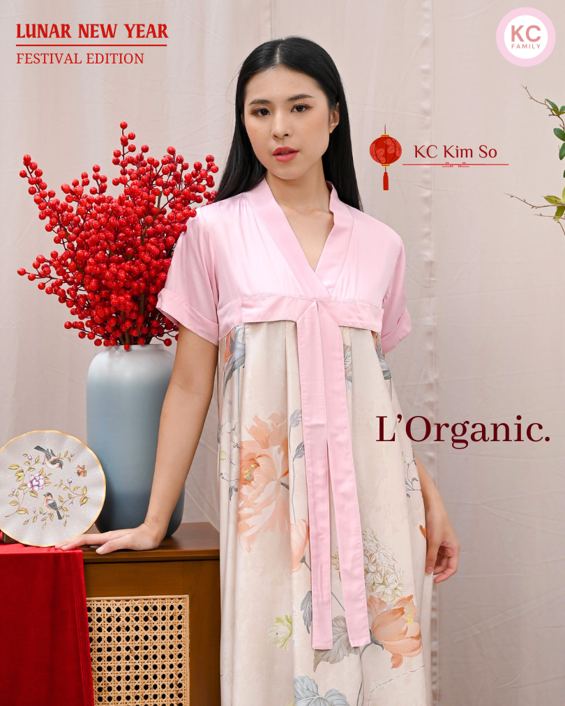 KC Kim So in Champagne Lux Dress Imlek Ceongsam CNY Baju Shanghai