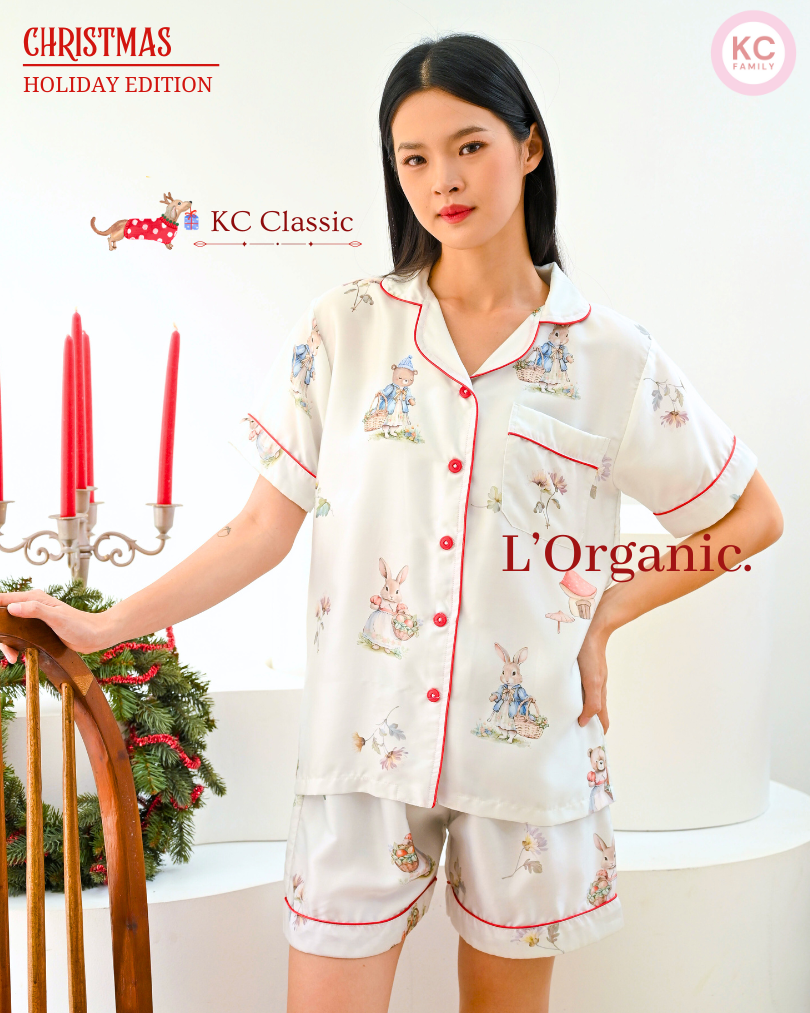 KC Classic in Bunny & Mushroom  Family Piyama Wanita Baju Tidur Lengan Pendek Celana Pendek