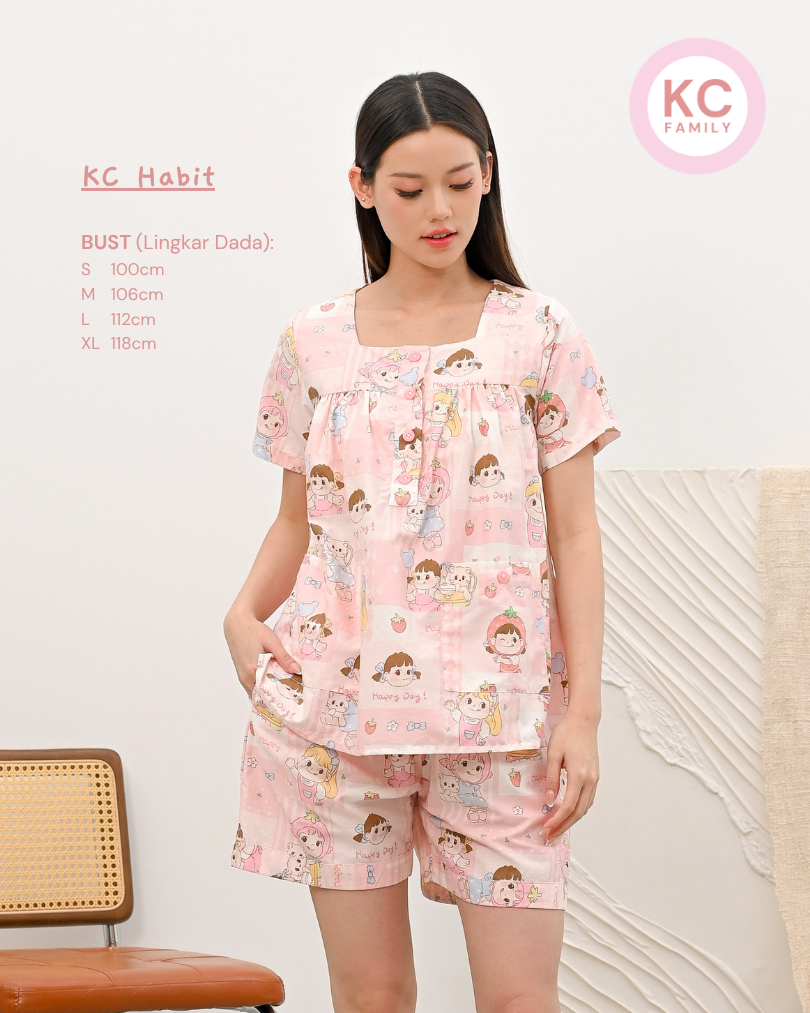 KC Habit in Peko Chan Piyama Baju Tidur Wanita Lengan Pendek Celana Pendek