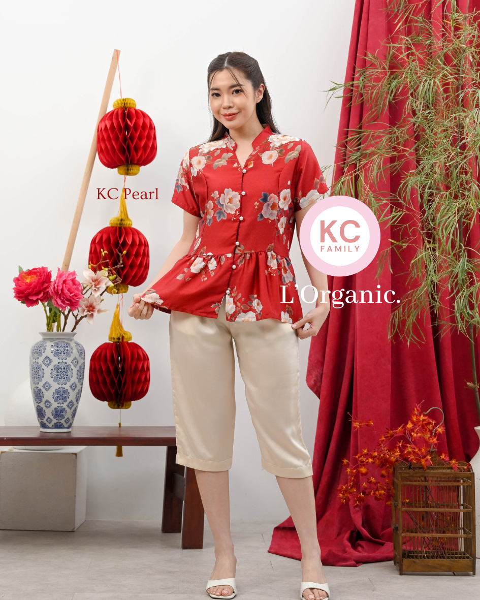 KC Pearl in Golden Red Fortune Baju Imlek Ceongsam CNY Baju Shanghai