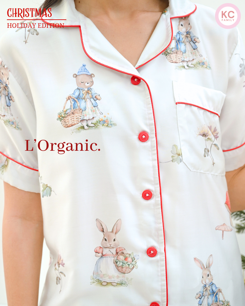 KC Classic in Bunny & Mushroom  Family Piyama Wanita Baju Tidur Lengan Pendek Celana Pendek