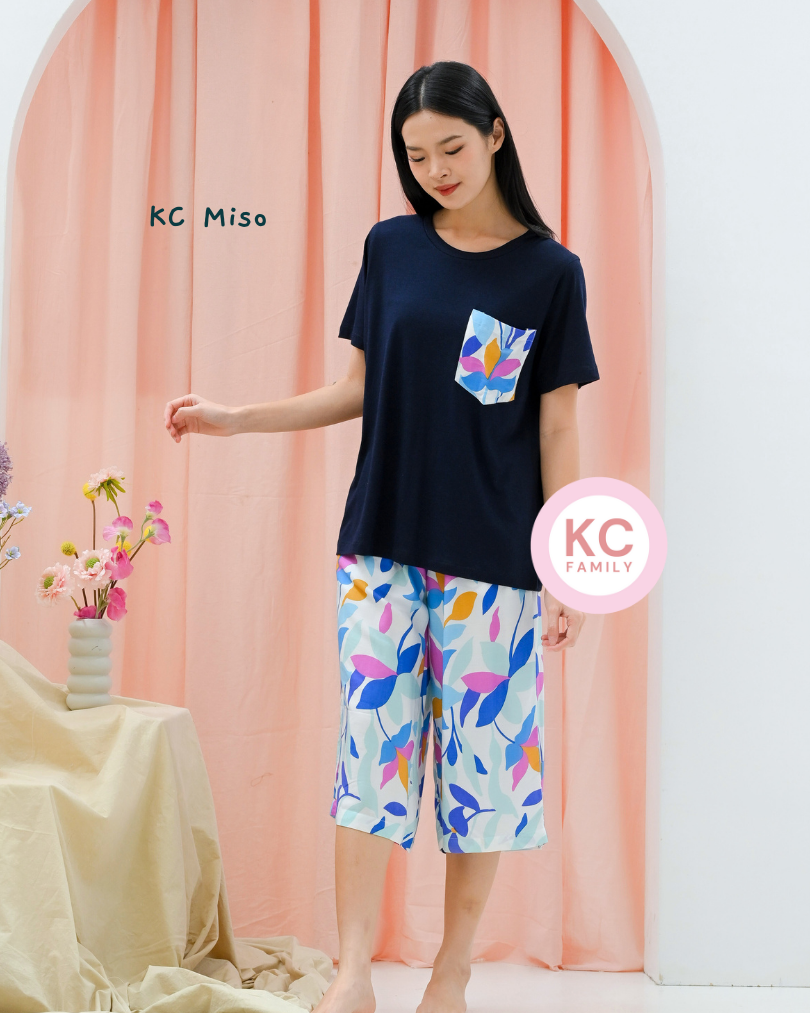 KC Miso in Bubble Blooms Piyama Wanita / Baju Tidur Celana Selutut Lengan Pendek