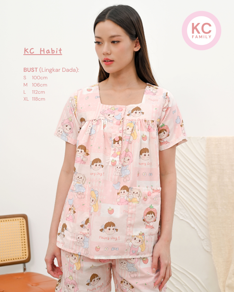 KC Habit in Peko Chan Piyama Baju Tidur Wanita Lengan Pendek Celana Pendek