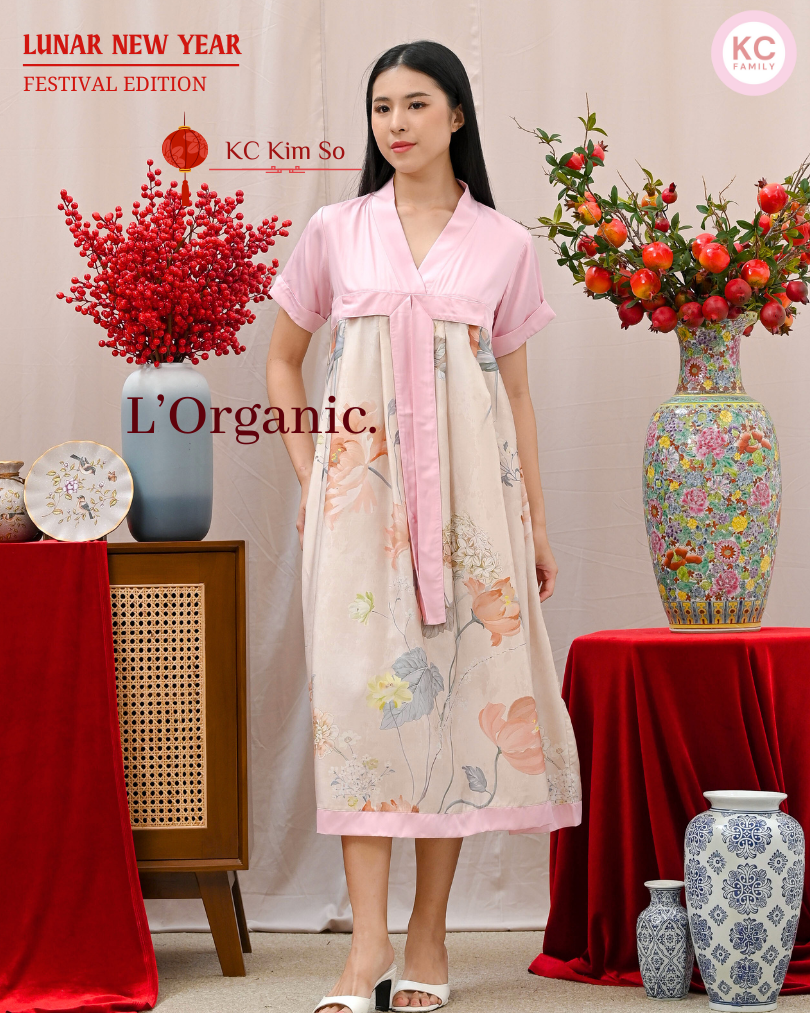 KC Kim So in Champagne Lux Dress Imlek Ceongsam CNY Baju Shanghai