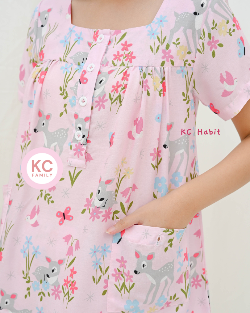 KC Habit In Garden Bambi Piyama Wanita Baju Tidur Lengan Pendek Celana Panjang