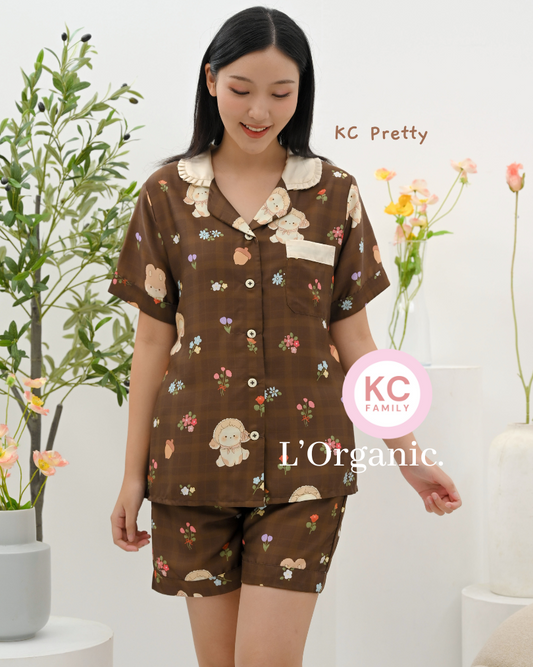 KC Pretty in Teddy Hug  Baju Tidur Wanita Piyama Celana Pendek Lengan Pendek