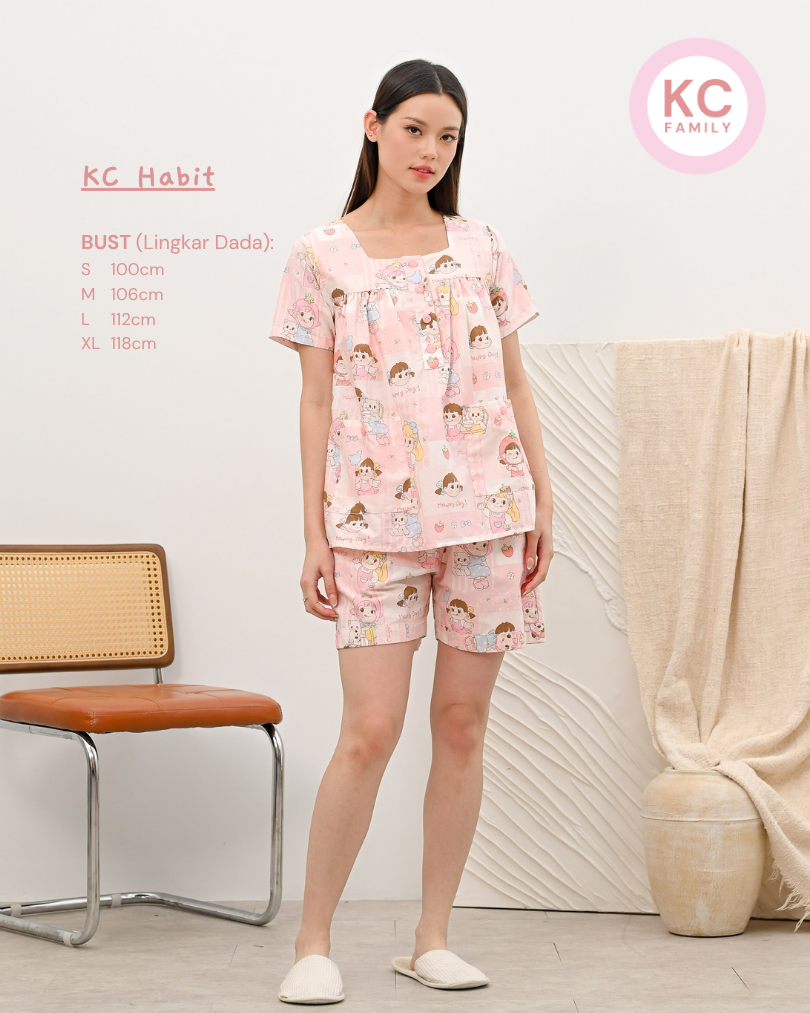 KC Habit in Peko Chan Piyama Baju Tidur Wanita Lengan Pendek Celana Pendek