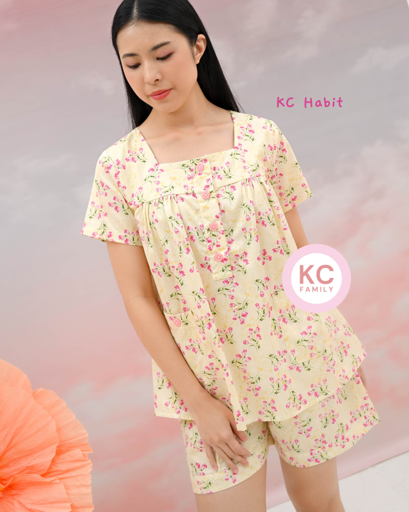 KC Habit in Summer Picnic Piyama Baju Tidur Wanita Lengan Pendek Celana Pendek