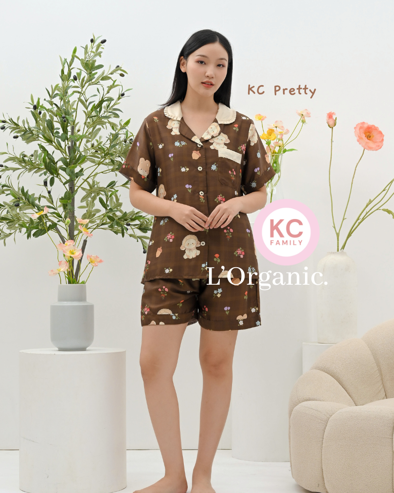 KC Pretty in Teddy Hug  Baju Tidur Wanita Piyama Celana Pendek Lengan Pendek