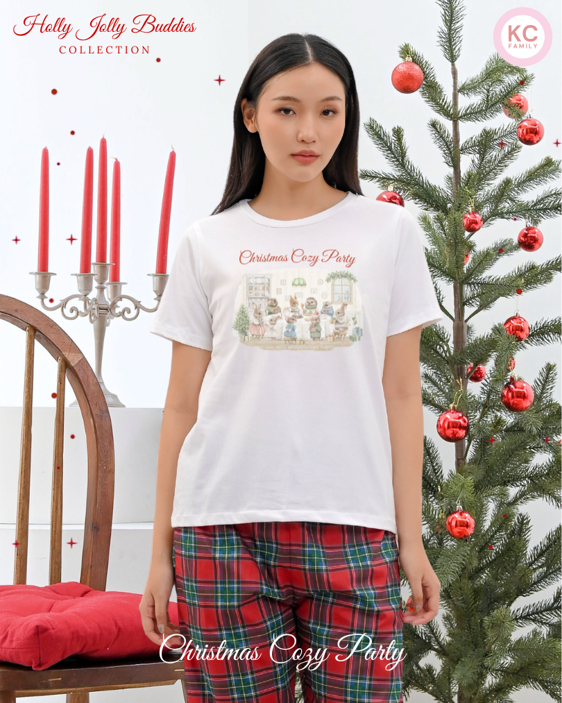 KC Miso in Christmas Cozy Party Baju Tidur Kaos Lengan Pendek Celana Panjang