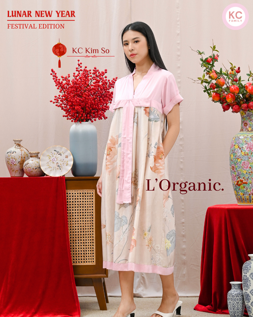 KC Kim So in Champagne Lux Dress Imlek Ceongsam CNY Baju Shanghai